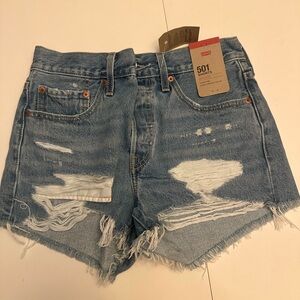 Levi's Women's 501 Distressed Jean Shorts - Light Blue